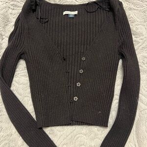 American Eagle Outfitters Black Ribbed Cardigan